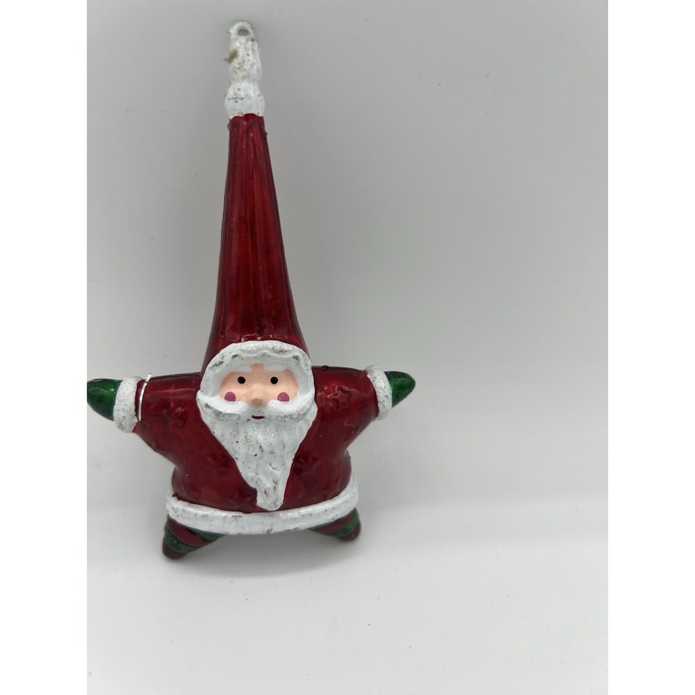 Vintage 5" Glass Santa Shaped Christmas Tree Ornament